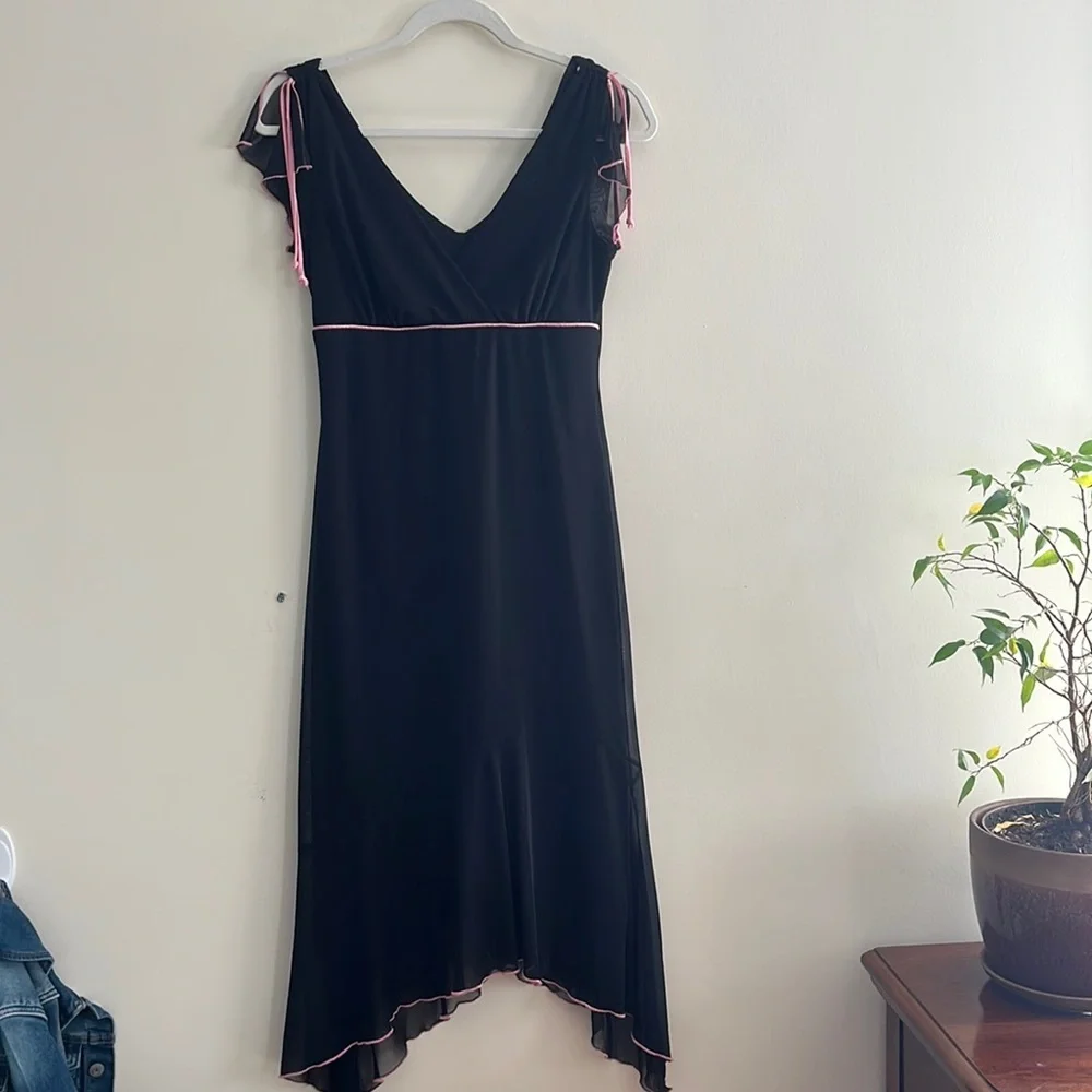 Vintage Y2K Flouncy MIDI Dress Handkerchief Hem Chiffon Fairycore Empire S 90s - Picture 1 of 8